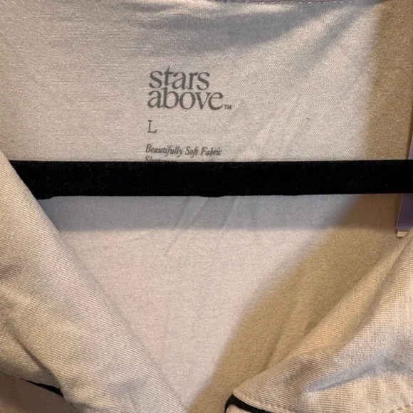 Stars Above Cream Pajama Set with Black Piping - Picture 3 of 6